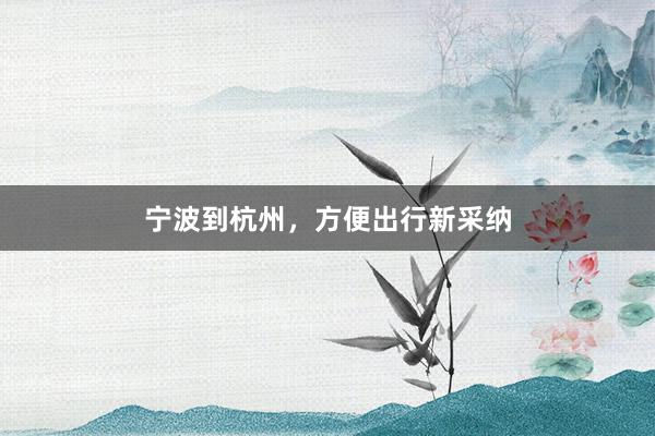 宁波到杭州,方便出行新采纳